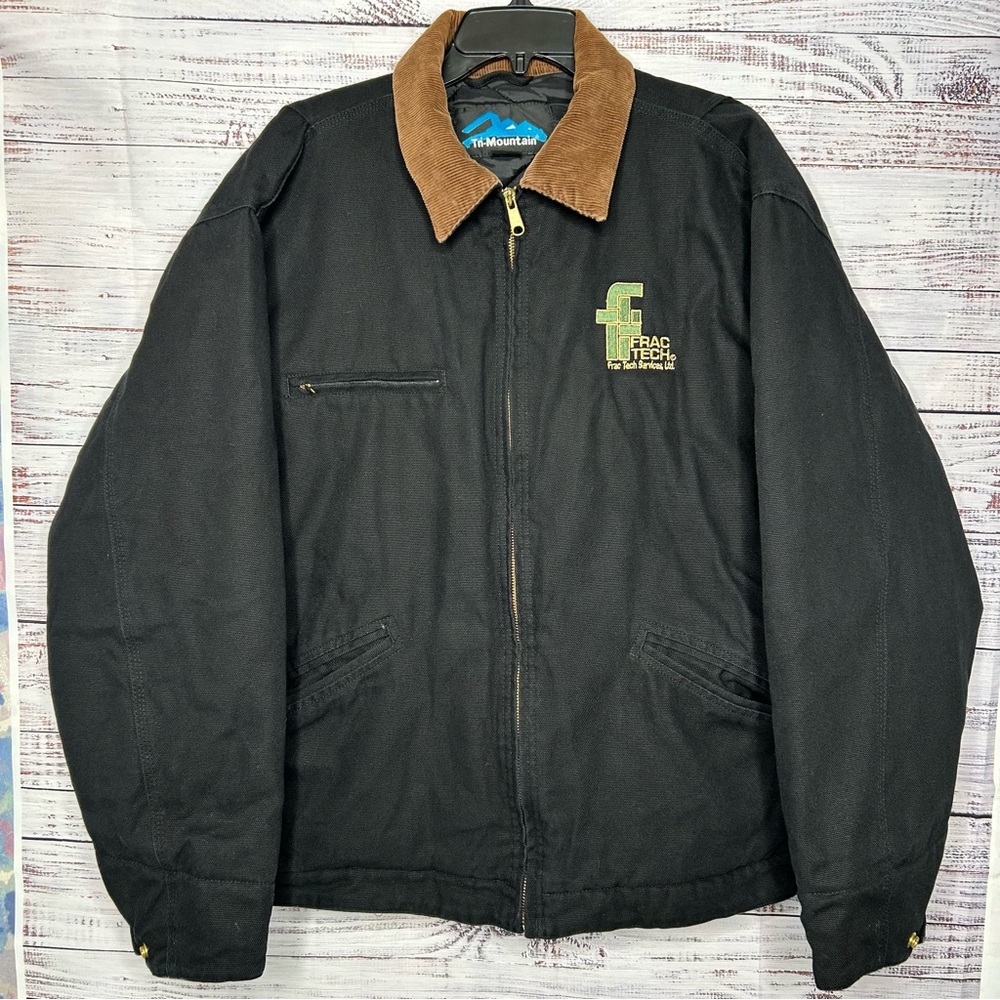Vintage Tri Mountain Jacket Canvas Quilted With Logo Men’s Size L A18